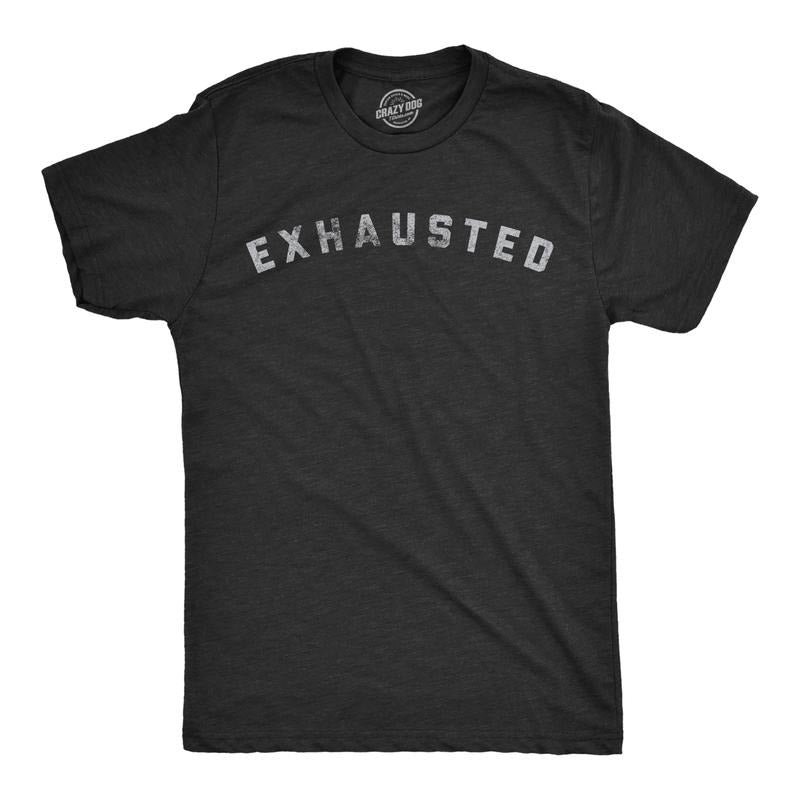 Mens Exhausted T Shirt Funny Tired Worn Out Graphic Novelty Parenting Tee Mens Funny T Shirts Cool Tees Soft Stylish...