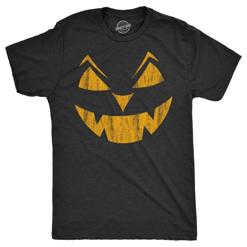 Mens Eyebrows Earl Pumpkin T Shirt Funny Halloween Jack O Lantern Evil Smile Tee For Guys Mens Funny T Shirts Cool Tees...