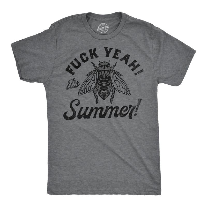 Mens F*ck Yeah Its Summer Funny T Shirt Sarcastic Cicada Graphic Tee For Men Mens Funny T Shirts Cool Tees Soft Stylish...