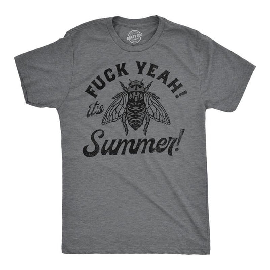 Mens F*ck Yeah Its Summer Funny T Shirt Sarcastic Cicada Graphic Tee For Men Mens Funny T Shirts Cool Tees Soft Stylish...