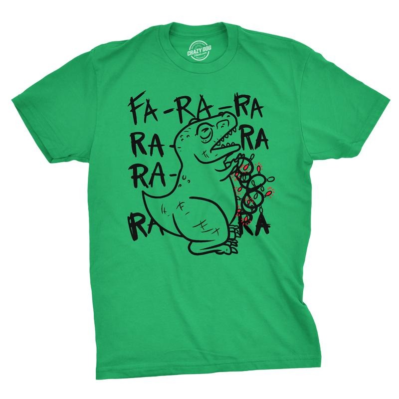 Mens Fa Ra Ra Ra Ra Trex Christmas Lights Funny Holiday Dinosaur T shirt Mens Funny T Shirts Cool Tees Soft Stylish...