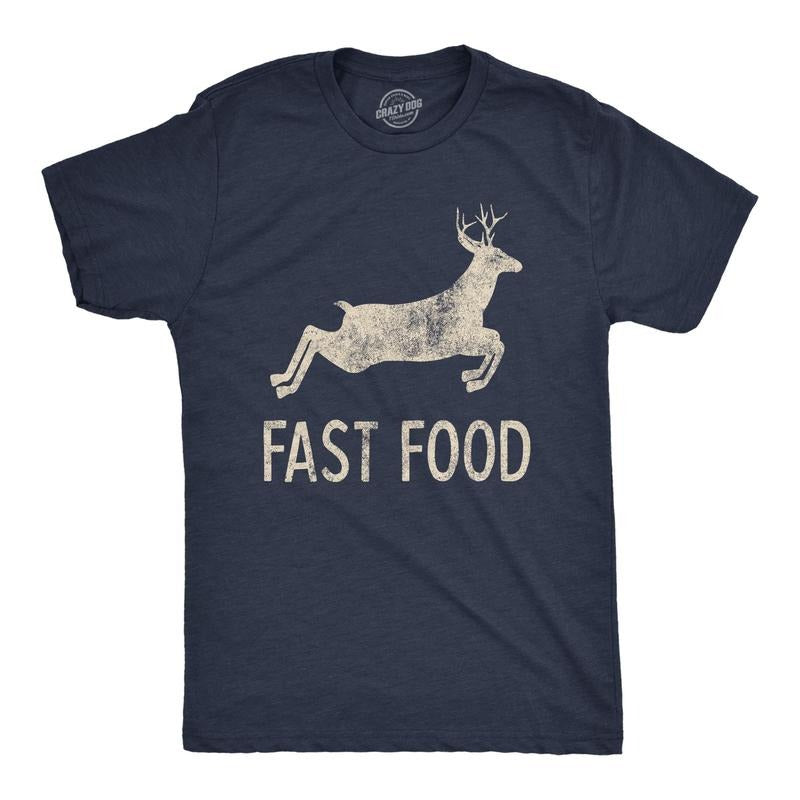 Mens Fast Food Tshirt Funny Deer Hunting Season Novelty Graphic Tee Hoodie, Sweatshirt | WearSparks.com