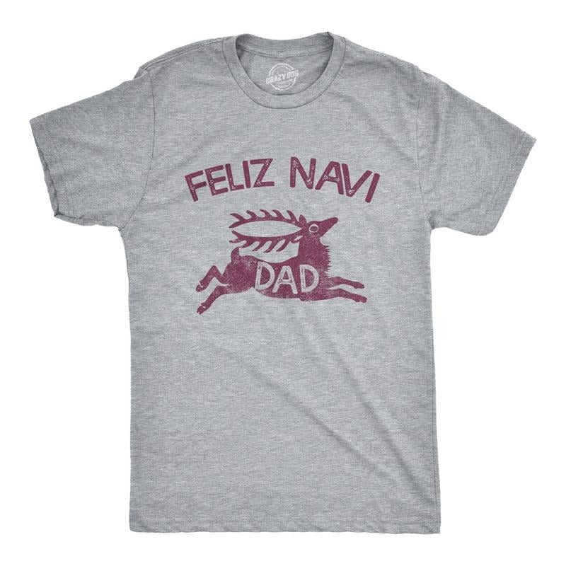Mens Feliz Navidad T Shirt Funny Christmas Reindeer Father Tee Mens Funny T Shirts Cool Tees Soft Stylish Casual Menswear...