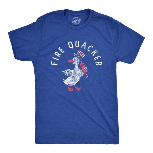 Mens Fire Quacker T Shirt Funny Sarcastic Fourth Of July Party Duck Fireworks Joke Graphic Tee For Guys Mens Funny T...