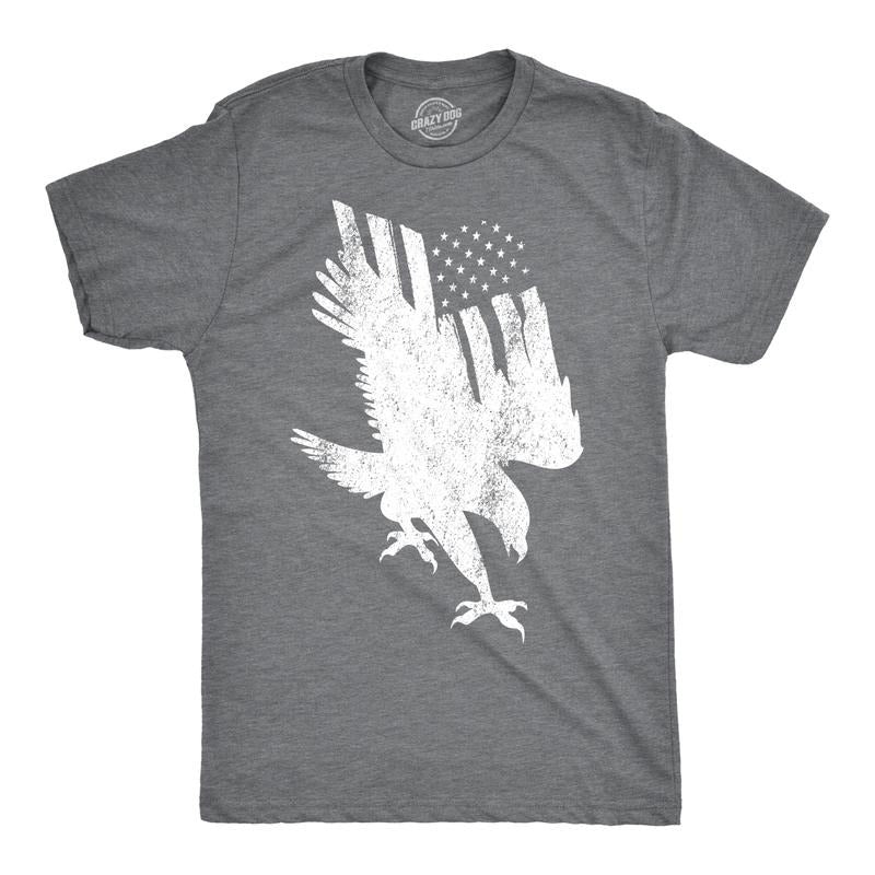 Mens Flag Into Eagle Funny T shirts American Flag Tees Novelty Pride Vintage USA T shirt Mens Funny T Shirts Cool Tees...