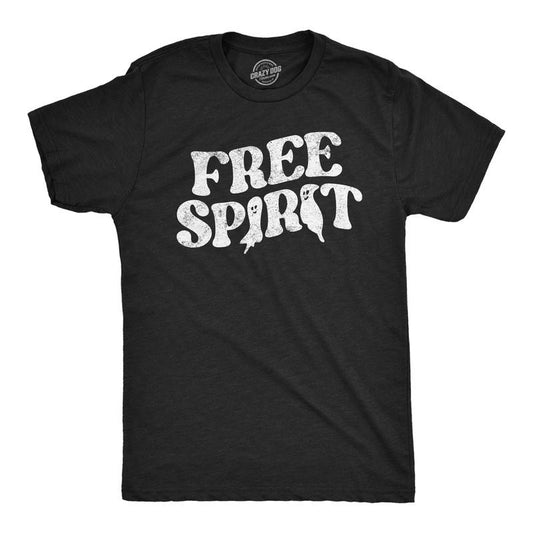 Mens Free Spirit T Shirt Funny Halloween Party Ghost Graphic Novelty Tee For Guys Mens Funny T Shirts Cool Tees Soft...