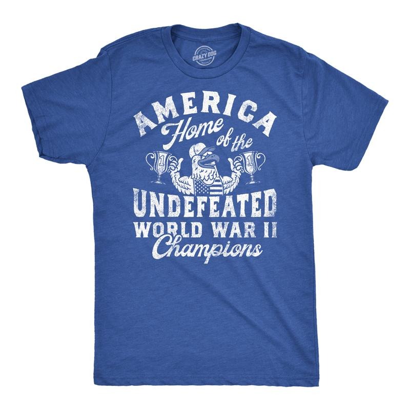 Mens Funny T Shirts America Home Of The Undefeated World War 2 Champions Tee For Men Mens Funny T Shirts Cool Tees Soft...