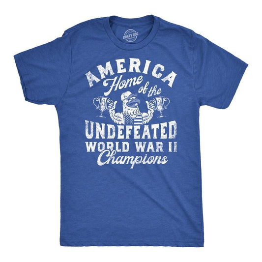 Mens Funny T Shirts America Home Of The Undefeated World War 2 Champions Tee For Men Mens Funny T Shirts Cool Tees Soft...