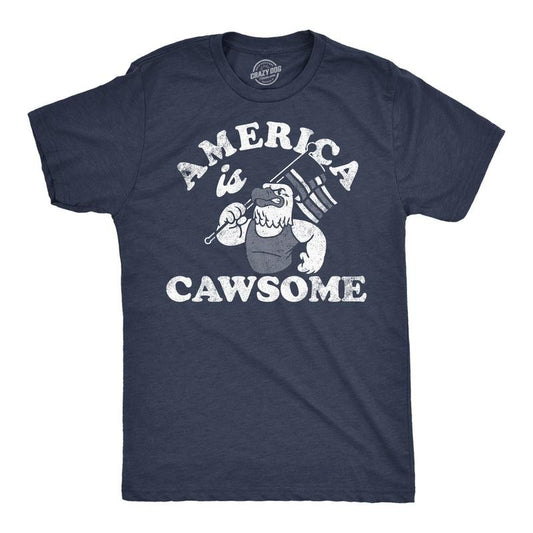 Mens Funny T Shirts America Is Cawsome Sarcastic Fourth Of July Graphic Tee For Men Mens Funny T Shirts Cool Tees Soft...