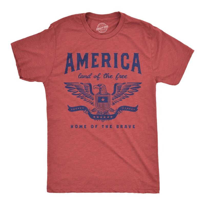 Mens Funny T Shirts America Land of the Free Home of the Brave Graphic Patriotic Novelty Tee for Men Mens Funny T Shirts...