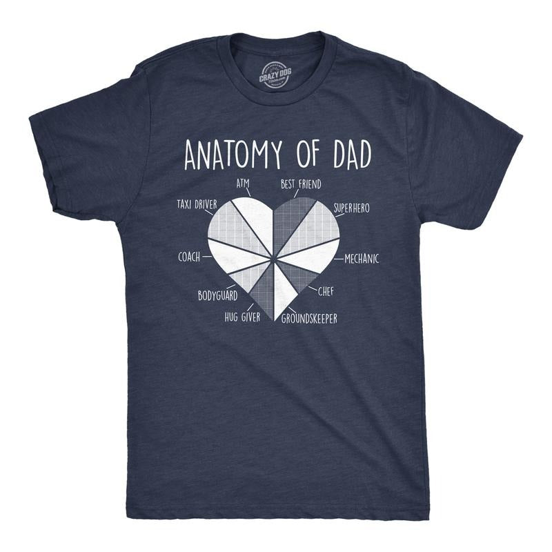 Mens Funny T Shirts Anatomy Of Dad Sarcastic Fathers Days Graphic Novelty Tee for Men Mens Funny T Shirts Cool Tees Soft...