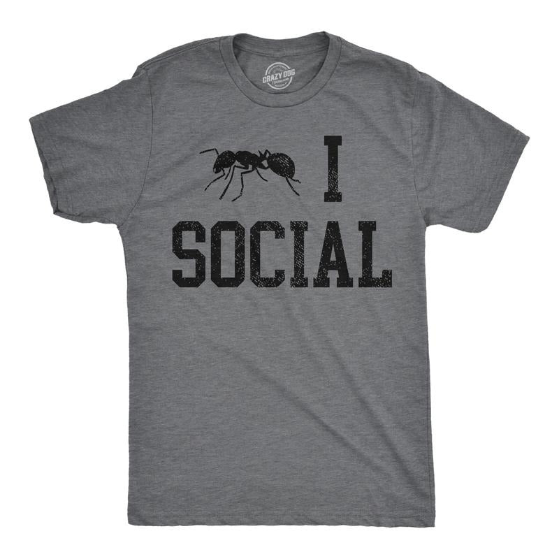 Mens Funny T Shirts Ant I Social Sarcastic Introverted Graphic Novelty Tee For Men Mens Funny T Shirts Cool Tees Soft...
