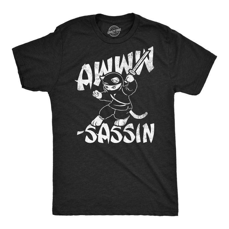Mens Funny T Shirts Awww Sassin Sarcastic Kitten Graphic Novelty Tee For Men Mens Funny T Shirts Cool Tees Soft Stylish...