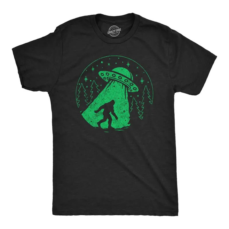 Mens Funny T Shirts Bigfoot Alien Abduction Sarcastic UFO Graphic Tee For Men Mens Funny T Shirts Cool Tees Soft Stylish...