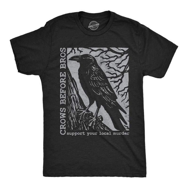 Mens Funny T Shirts Crows Before Bros Sarcastic Poe Graphic Novelty Tee For Men Mens Funny T Shirts Cool Tees Soft...