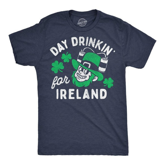 Mens Funny T Shirts Day Drinkin for Ireland Sarcastic St Patricks Day Novelty Tee for Men Mens Funny T Shirts Cool Tees...
