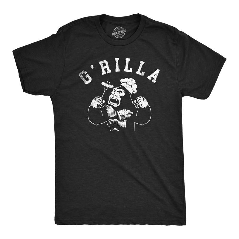 Mens Funny T Shirts Grilla Sarcastic Gorilla Graphic Novelty Cooking Tee for Men Mens Funny T Shirts Cool Tees Soft...