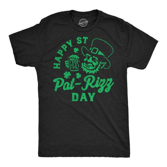 Mens Funny T Shirts Happy St Pat Rizz Day Sarcastic St Patricks Day Graphic Tee For Men Mens Funny T Shirts Cool Tees...