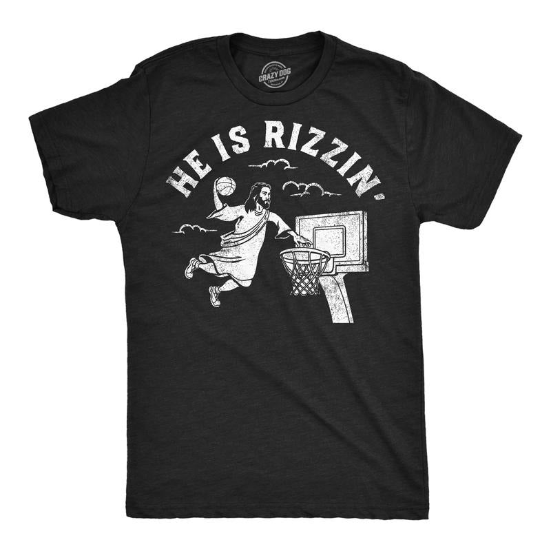 Mens Funny T Shirts He Is Rizzin Sarcastic Jesus Graphic Tee For Men Mens Funny T Shirts Cool Tees Soft Stylish Casual...