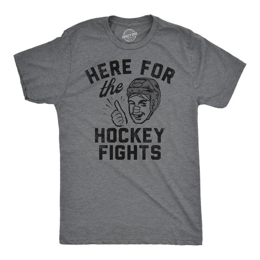 Mens Funny T Shirts Here for The Hockey Fights Sarcastic Ice Hockey Tee for Men Mens Funny T Shirts Cool Tees Soft...