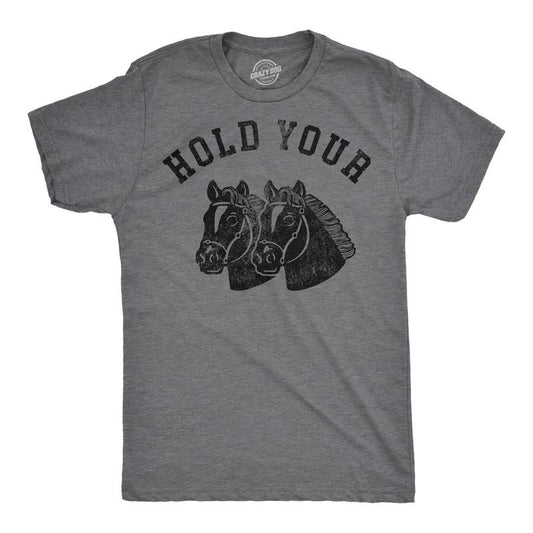 Mens Funny T Shirts Hold Your Horses Sarcastic Horse Graphic Novelty Tee For Men Mens Funny T Shirts Cool Tees Soft...