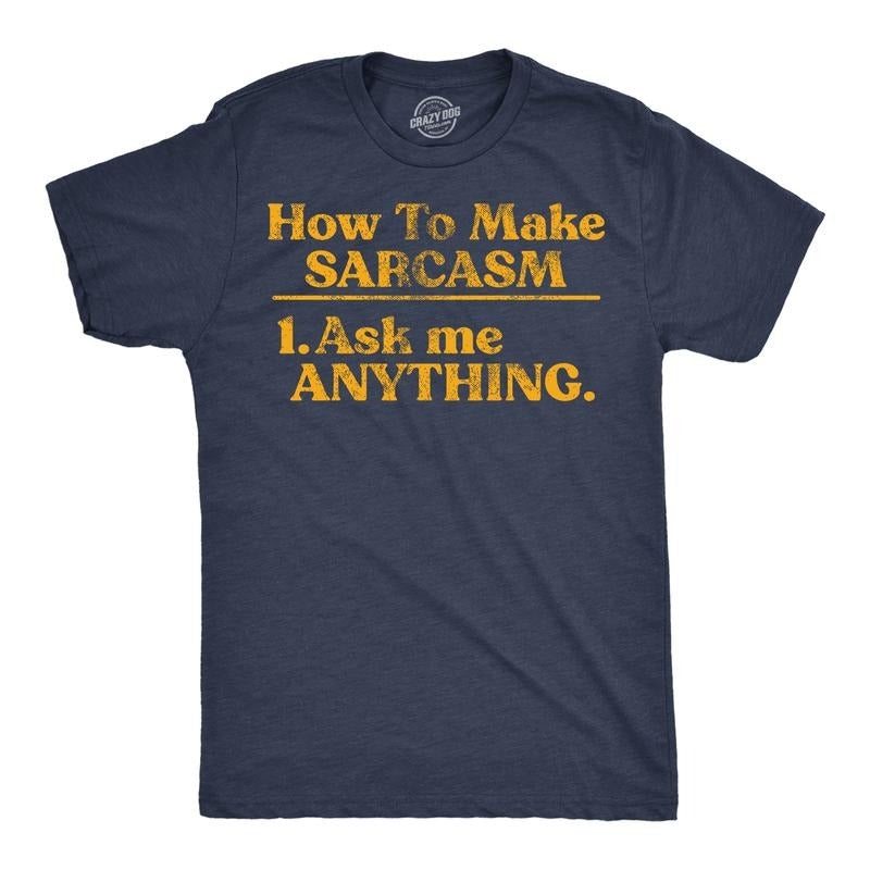 Mens Funny T Shirts How to Make Sarcasm Ask Me Anything Sarcastic Tee for Men Mens Funny T Shirts Cool Tees Soft Stylish...