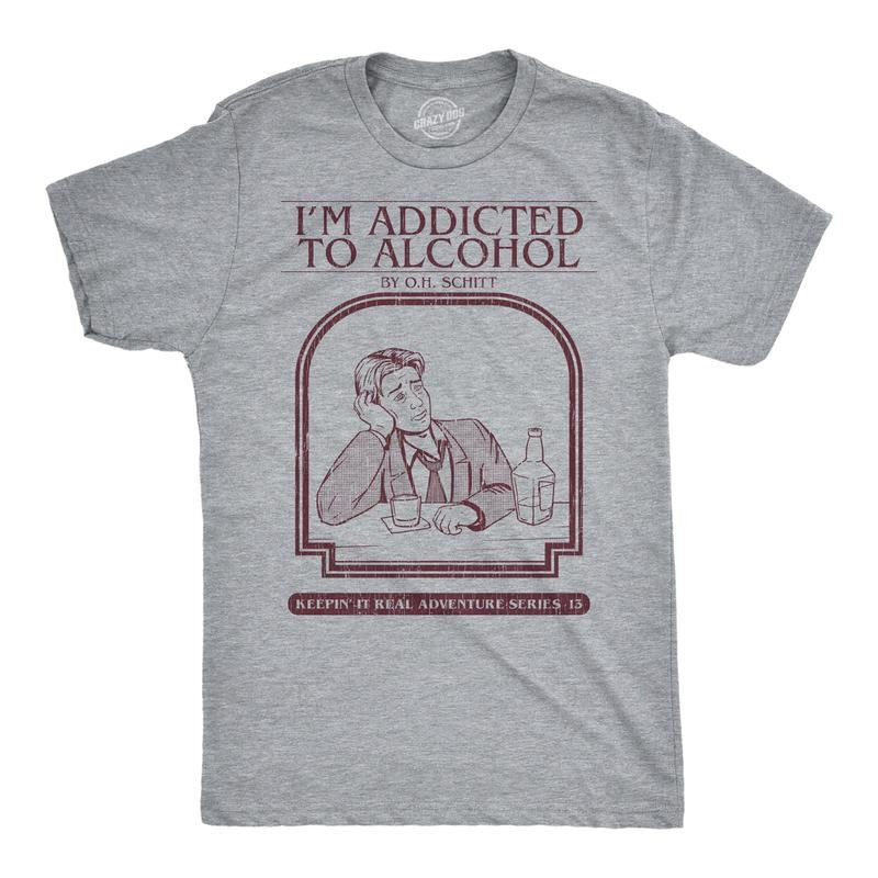 Mens Funny T Shirts Im Addicted To Alcohol Book Sarcastic Graphic Novelty Tee For Men Mens Funny T Shirts Cool Tees Soft...