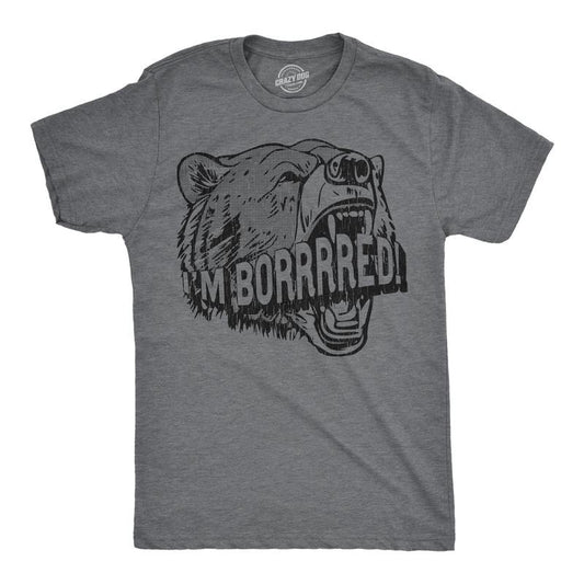 Mens Funny T Shirts Im Bored Sarcastic Bear Graphic Novelty Tee For Men Mens Funny T Shirts Cool Tees Soft Stylish Casual...