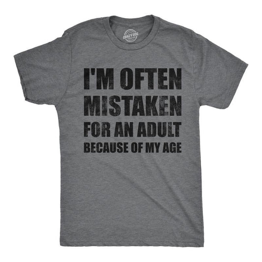 Mens Funny T Shirts Im Often Mistaken for An Adult Because Of My Age Sarcastic Graphic Novelty Tee for Men Mens Funny T...