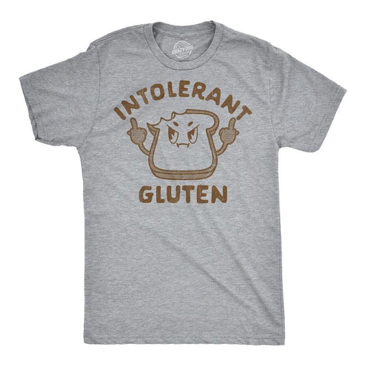 Mens Funny T Shirts Intolerant Gluten Sarcastic Food Graphic Novelty Tee for Men Mens Funny T Shirts Cool Tees Soft...