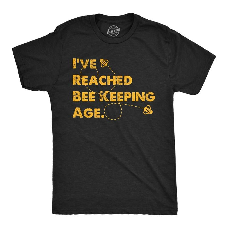Mens Funny T Shirts Ive Reached Bee Keeping Age Sarcastic Beehive Graphic Tee For Men Mens Funny T Shirts Cool Tees Soft...