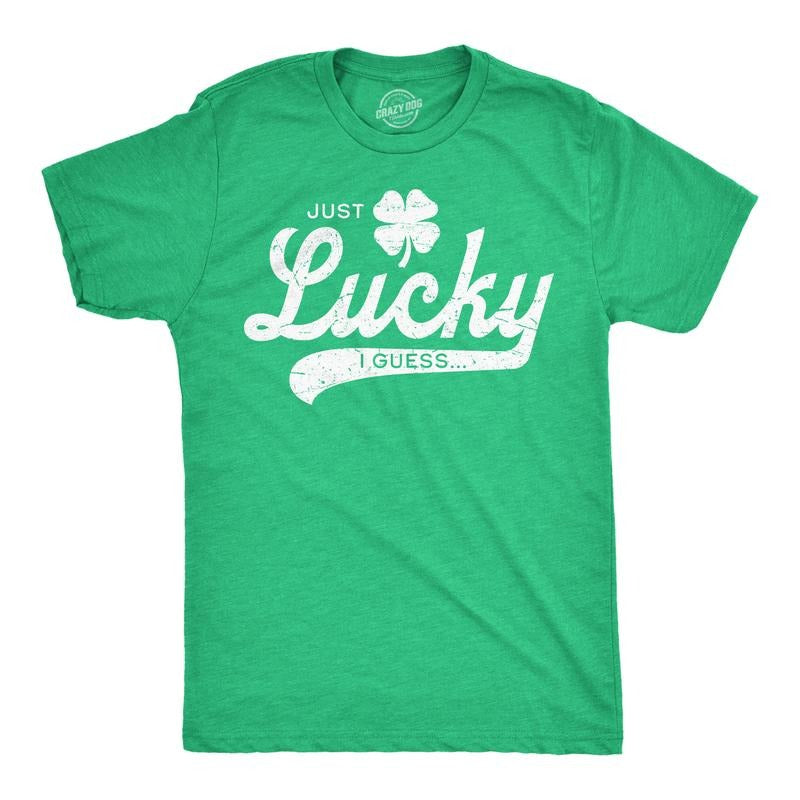Mens Funny T Shirts Just Lucky I Guess St Patricks Day Novelty Tee for Men Mens Funny T Shirts Cool Tees Soft Stylish...