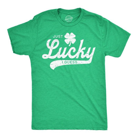 Mens Funny T Shirts Just Lucky I Guess St Patricks Day Novelty Tee for Men Mens Funny T Shirts Cool Tees Soft Stylish...