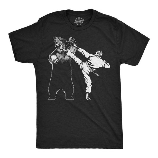 Mens Funny T Shirts Karate Kicked Bear Sarcastic Fighting Graphic Tee Mens Funny T Shirts Cool Tees Soft Stylish Casual...