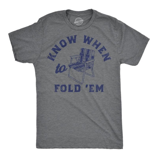 Mens Funny T Shirts Know When to Fold Em Sarcastic Lawn Chair Graphic Tee for Men Mens Funny T Shirts Cool Tees Soft...