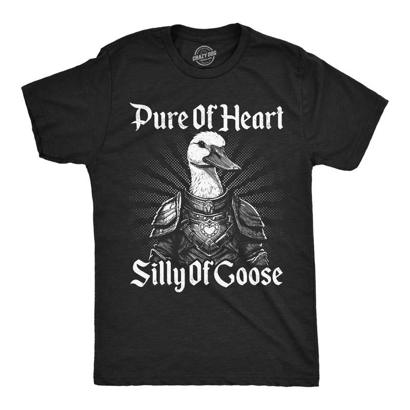 Mens Funny T Shirts Pure Of Heart Silly Of Goose Sarcasit Graphic Novely Tee For Men Mens Funny T Shirts Cool Tees Soft...