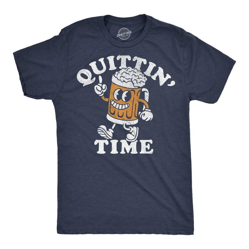 Mens Funny T Shirts Quittin Time Sarcastic Beer Drinking Graphic Novelty Tee For Men Mens Funny T Shirts Cool Tees Soft...