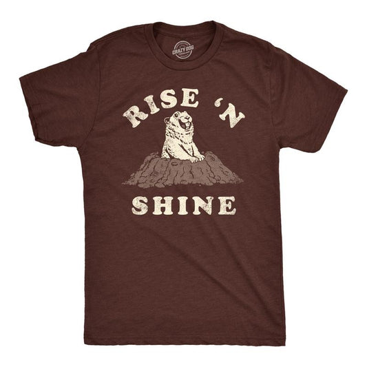 Mens Funny T Shirts Rise N Shine Ground Hogs Day Graphic Tee For Men Mens Funny T Shirts Cool Tees Soft Stylish Casual...