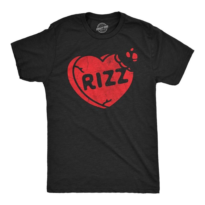Mens Funny T Shirts Rizz Candy Heart Valentines Day Novelty Tee For Men Mens Funny T Shirts Cool Tees Soft Stylish Casual...