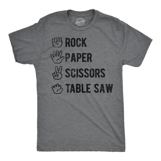 Mens Funny T Shirts Rock Paper Scissors Table Saw Sarcastic Novelty Tee for Men Mens Funny T Shirts Cool Tees Soft...