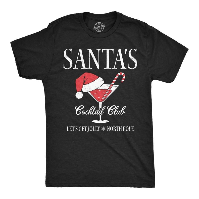 Mens Funny T Shirts Santas Cocktail Club Sarcastic Christmas Drinking Graphic Novelty Tee For Men Mens Funny T Shirts...