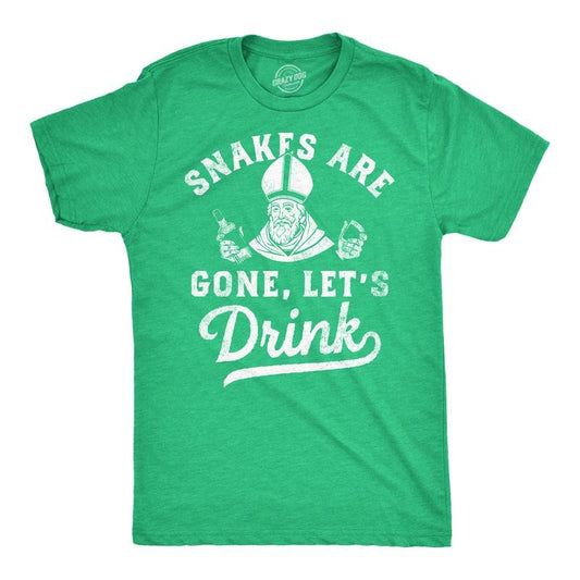 Mens Funny T Shirts Snakes Are Gone Lets Drink St Patricks Day Drinking Tee Mens Funny T Shirts Cool Tees Soft Stylish...