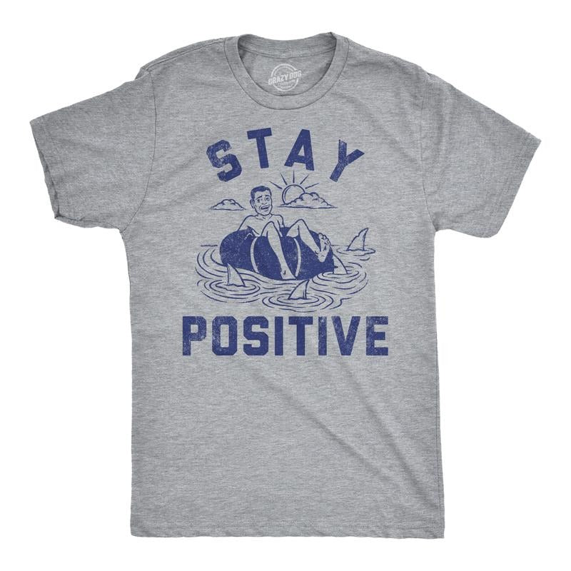Mens Funny T Shirts Stay Positive Shark Attack Sarcastic Graphic Tee For Men Mens Funny T Shirts Cool Tees Soft Stylish...