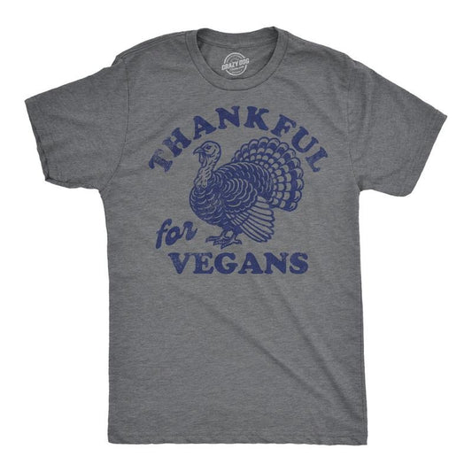 Mens Funny T Shirts Thankful For Vegans Sarcastic Thanksgiving Turkey Graphic Tee For Men Mens Funny T Shirts Cool Tees...