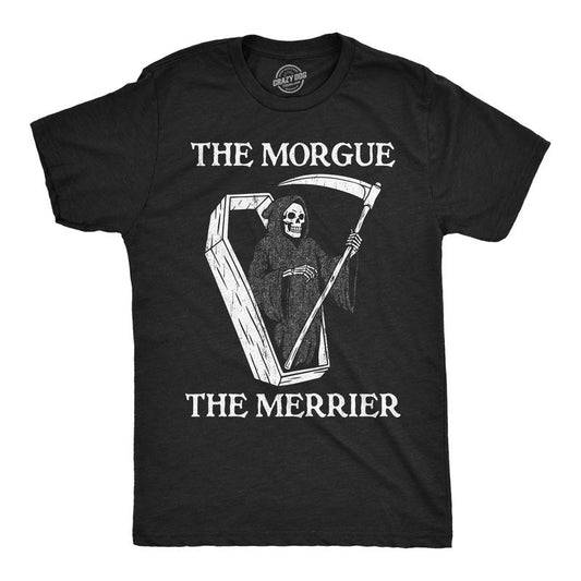 Mens Funny T Shirts The Morgue The Merrier Sarcastic Grim Reaper Graphic Novelty Tee For Men Mens Funny T Shirts Cool...