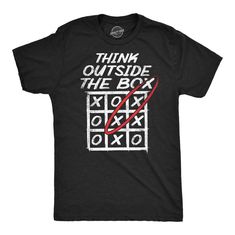 Mens Funny T Shirts Think Outside The Box Sarcastic Graphic Tee For Men Mens Funny T Shirts Cool Tees Soft Stylish Casual...
