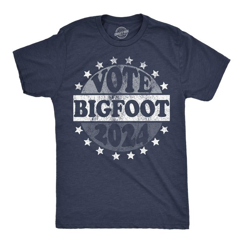Mens Funny T Shirts Vote Bigfoot 2024 Sarcastic Election Novelty Tee For Men Mens Funny T Shirts Cool Tees Soft Stylish...