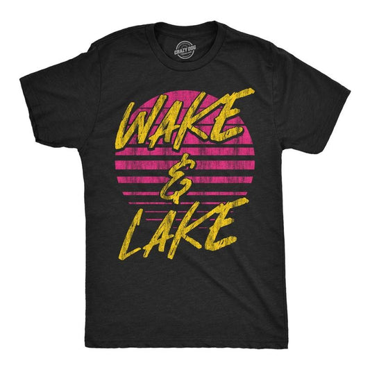 Mens Funny T Shirts Wake And Lake Sarcastic Vacation Lovers Graphic Novelty Tee For Men Mens Funny T Shirts Cool Tees...