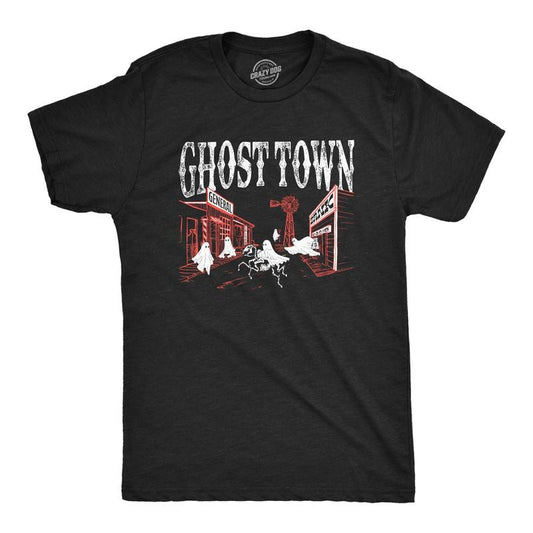 Mens Ghost Town T Shirt Funny Halloween Bed Sheet Ghosts Joke Tee For Guys Mens Funny T Shirts Cool Tees Soft Stylish...