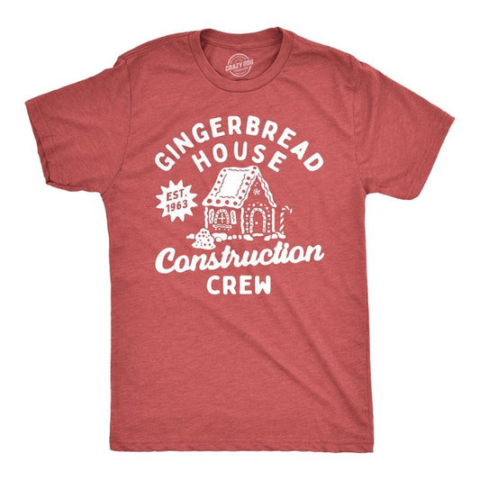 Mens Gingerbread House Construction Crew T Shirt Funny Xmas Treat Joke Tee For Guys Mens Funny T Shirts Cool Tees Soft...